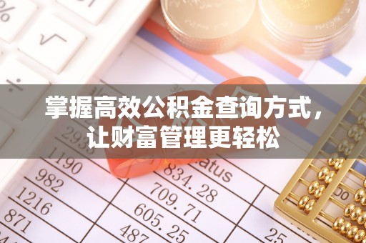 瑶海掌握高效公积金查询方式，让财富管理更轻松